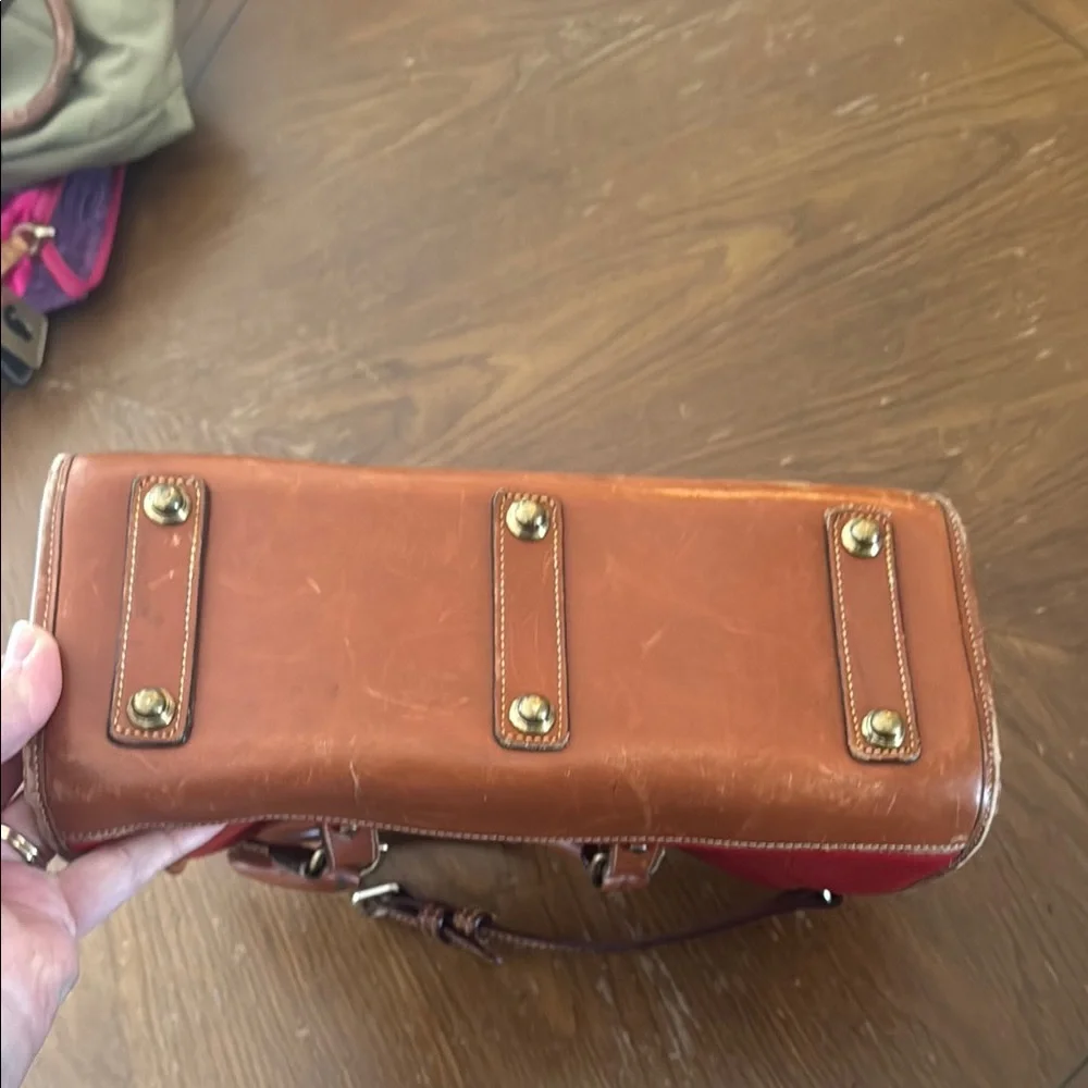 Vintage 90s Dooney & Bourke All Weather Leather Red  Satchel w/ Shoulder Strap - Picture 6 of 16